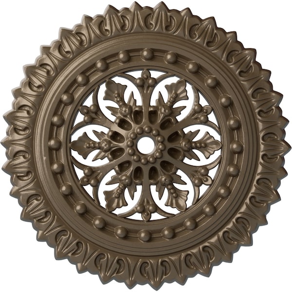 Ekena Millwork Sellek Ceiling Medallion (Fits Canopies up to 1 1/8"), 18 1/2"OD x 7/8"ID x 1 1/2"P, Warm Silver CM18SKWSS - main